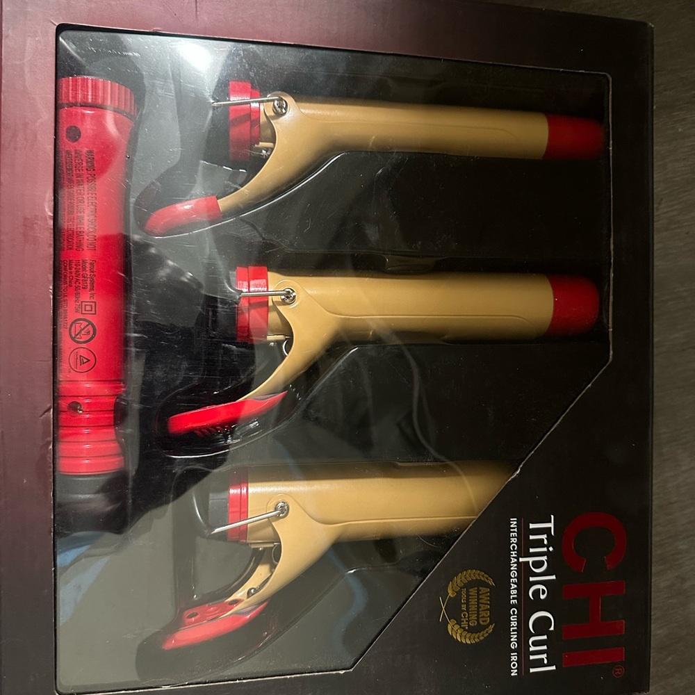 CHI Triple Curl Hair Styling Tool - Red and Gold